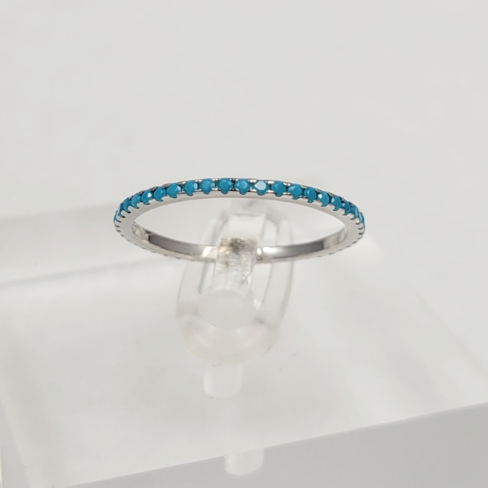 Sterling Silver Turquoise Eternity Band - Picture 6 of 16